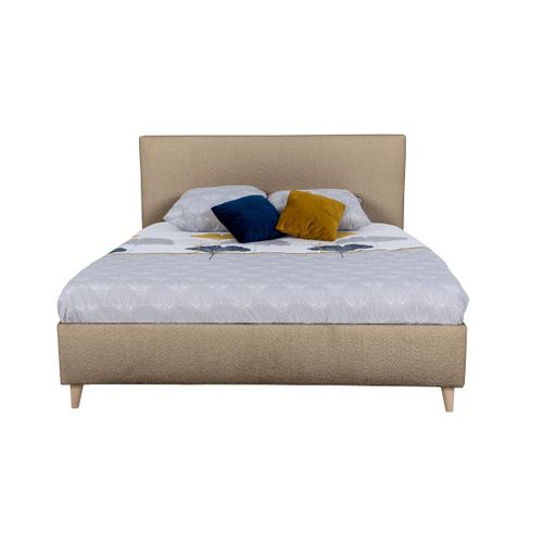 Lit 160x200 cm JAPP tissu bouclette ocre