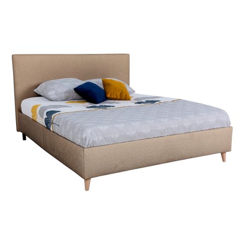 Lit 160x200 cm JAPP tissu bouclette ocre