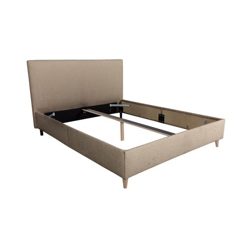 Lit 160x200 cm JAPP tissu bouclette ocre