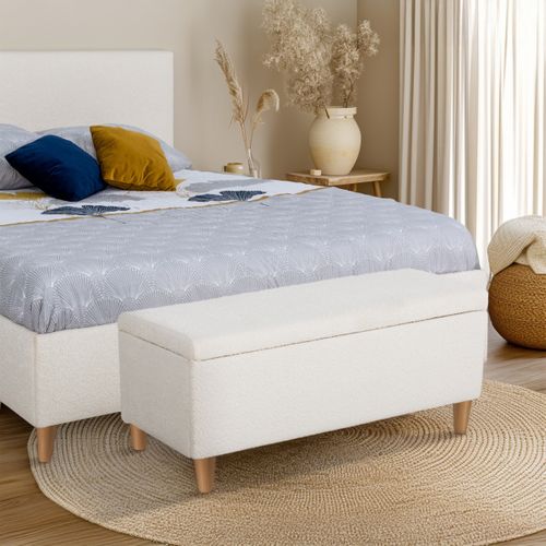 Banc coffre JAPP tissu bouclette beige