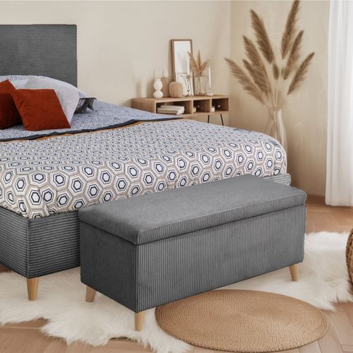 Banc coffre JAPP velours côtelé anthracite