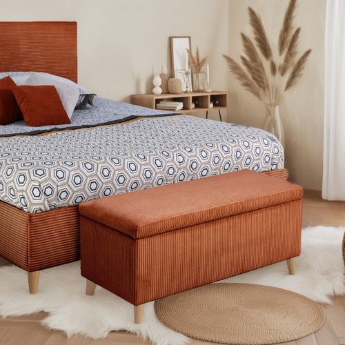 Banc coffre JAPP velours côtelé terracotta