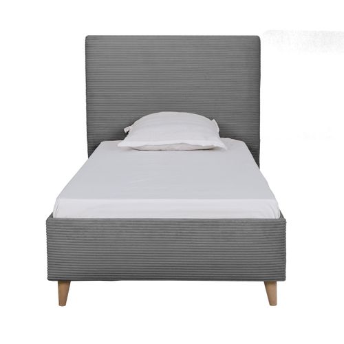 Lit 90x190 cm JAPP 3 velours côtelé anthracite