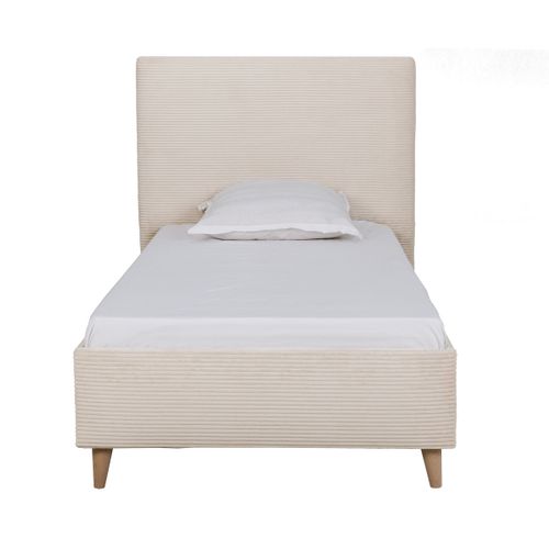 Lit 90x190 cm JAPP 3 velours côtelé beige