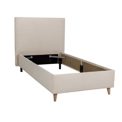 Lit 90x190 cm JAPP 3 velours côtelé beige