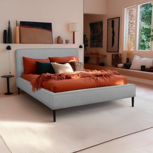 Lit 160x200 cm VICTORIA tissu style gris souris