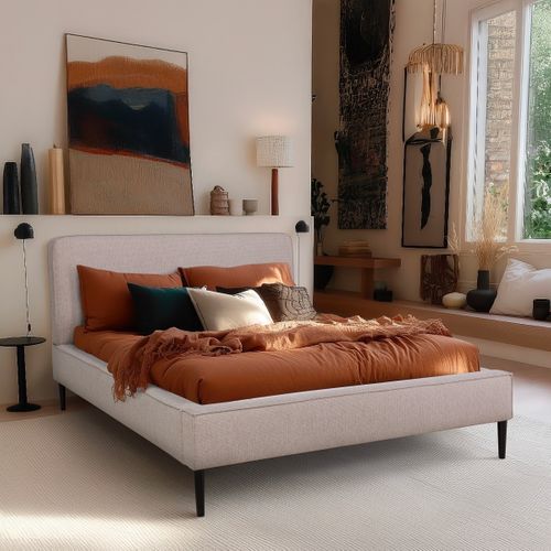 Lit 140x190 cm VICTORIA tissu style beige