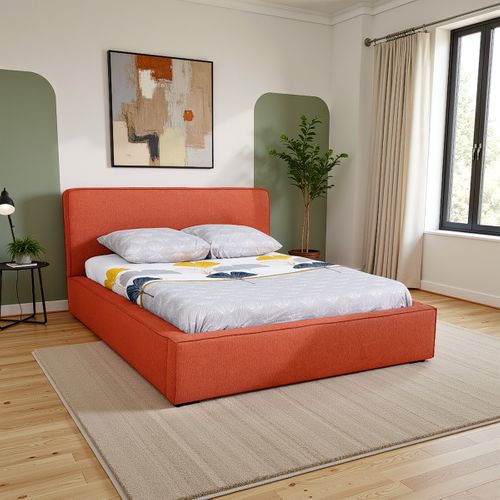 Lit coffre 160x200 cm VICTORIA tissu style terracotta