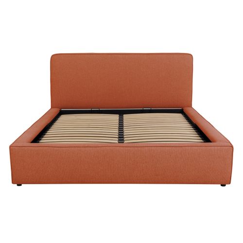 Lit coffre 160x200 cm VICTORIA tissu style terracotta