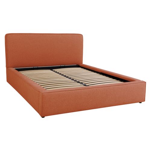 Lit coffre 160x200 cm VICTORIA tissu style terracotta