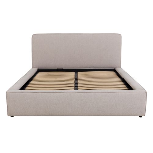 Lit coffre 160x200 cm VICTORIA tissu style beige