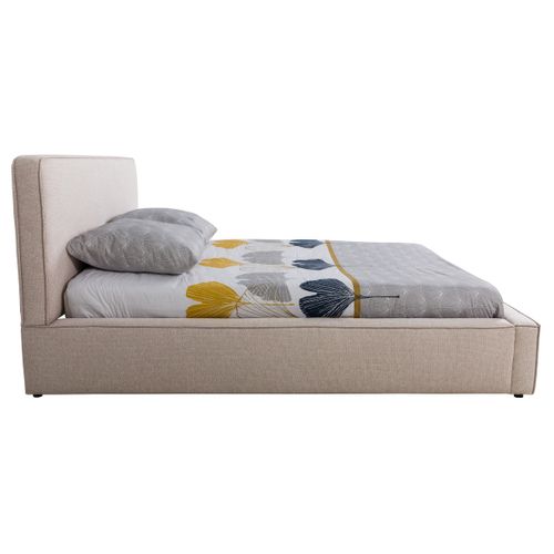 Lit coffre 160x200 cm VICTORIA tissu style beige