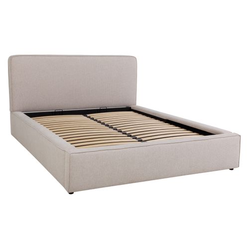 Lit coffre 160x200 cm VICTORIA tissu style beige