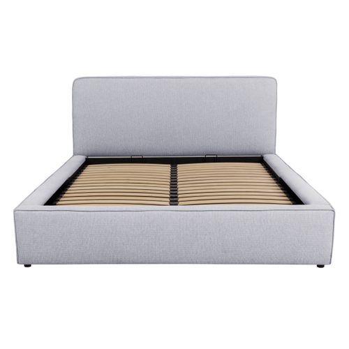 Lit coffre 160x200 cm VICTORIA tissu style gris souris