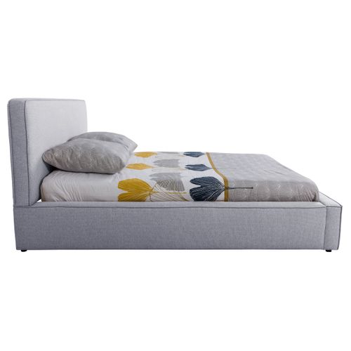 Lit coffre 160x200 cm VICTORIA tissu style gris souris