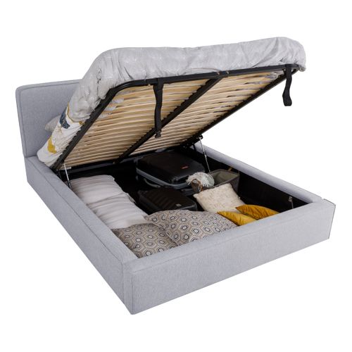 Lit coffre 160x200 cm VICTORIA tissu style gris souris