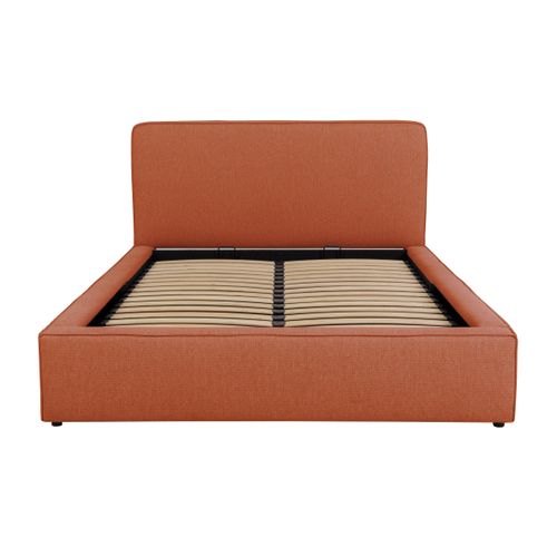 Lit coffre 140x190 cm VICTORIA tissu style terracotta