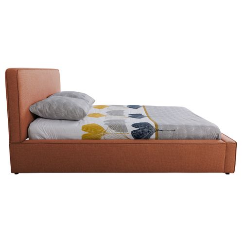 Lit coffre 140x190 cm VICTORIA tissu style terracotta