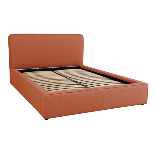 Lit coffre 140x190 cm VICTORIA tissu style terracotta