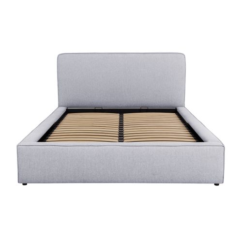 Lit coffre 140x190 cm VICTORIA tissu style gris souris