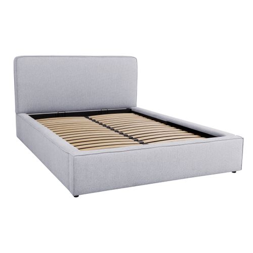 Lit coffre 140x190 cm VICTORIA tissu style gris souris