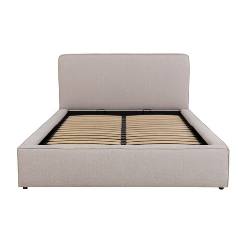 Lit coffre 140x190 cm VICTORIA tissu style beige