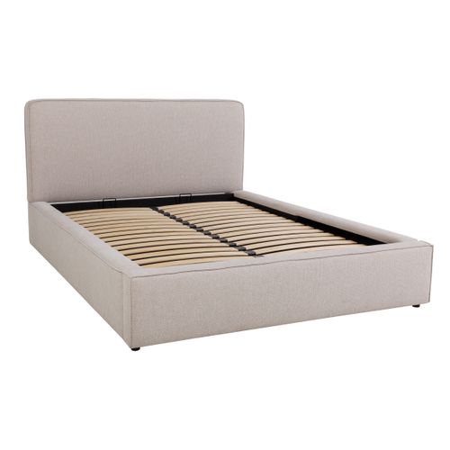 Lit coffre 140x190 cm VICTORIA tissu style beige