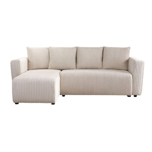 Canapé d'angle convertible méridienne réversible WILL velours côtelé beige