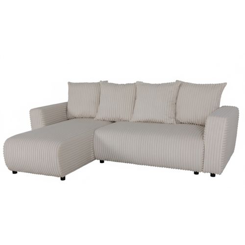 Canapé d'angle convertible méridienne réversible WILL velours côtelé beige