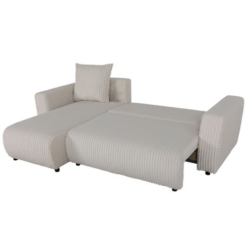 Canapé d'angle convertible méridienne réversible WILL velours côtelé beige