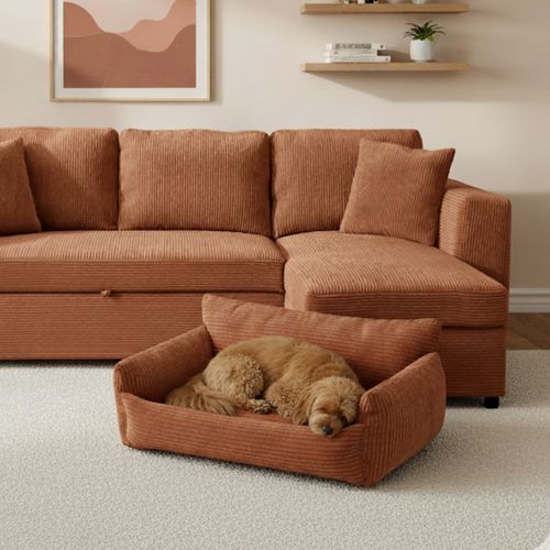 Canapé pour chien HAPPY velours côtelé terra