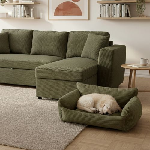 Canapé pour chien HAPPY velours côtelé kaki