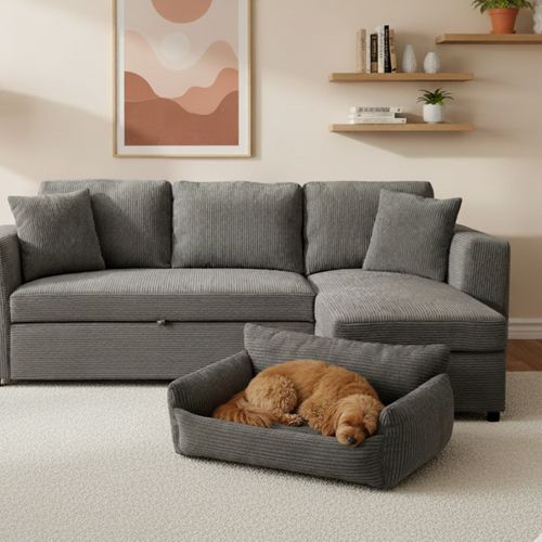 Canapé pour chien HAPPY velours côtelé anthracite