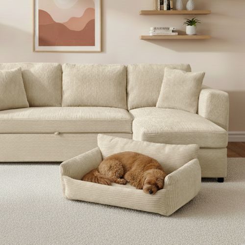 Canapé pour chien HAPPY velours côtelé beige