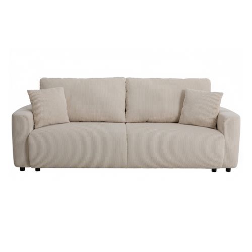 Canapé 3 places convertible MAEVA velours côtelé perle