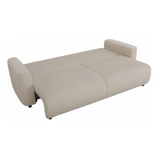 Canapé 3 places convertible MAEVA velours côtelé perle