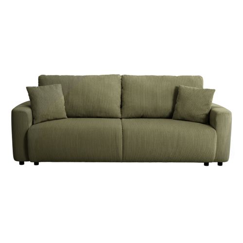 Canapé 3 places convertible MAEVA velours côtelé kaki
