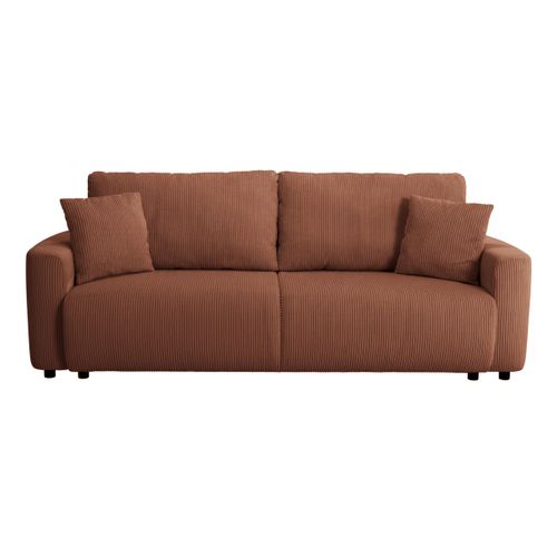Canapé 3 places convertible MAEVA velours côtelé terracotta