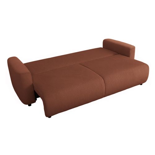Canapé 3 places convertible MAEVA velours côtelé terracotta