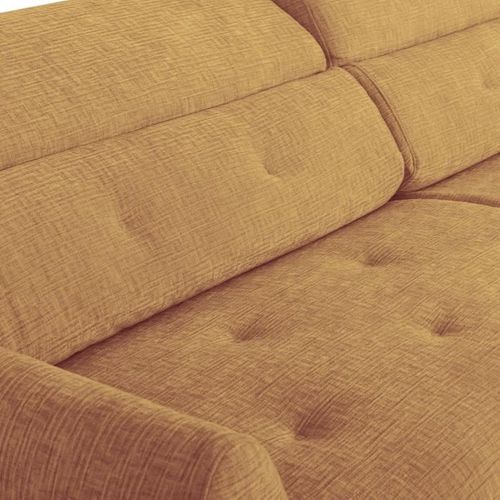 Canapé Convertible Express - 2 / 3 Places - Safia - Tissu Gauffré - Ocre - Matelas 15 Cm - 206 X 10