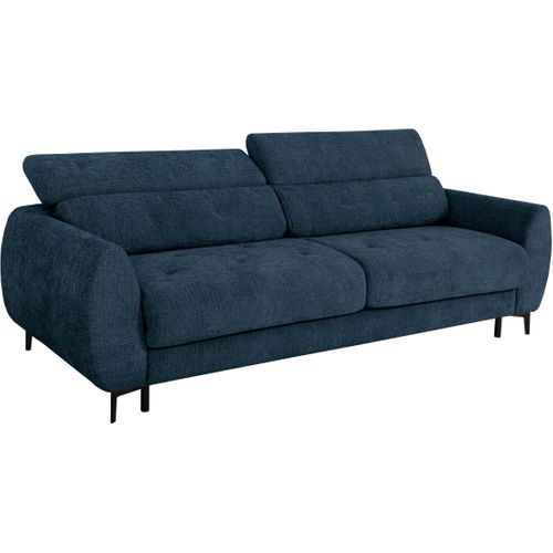 Canapé Convertible Express - 2 / 3 Places - Safia - Tissu Gauffré - Saphir - Matelas 15 Cm - 206 X