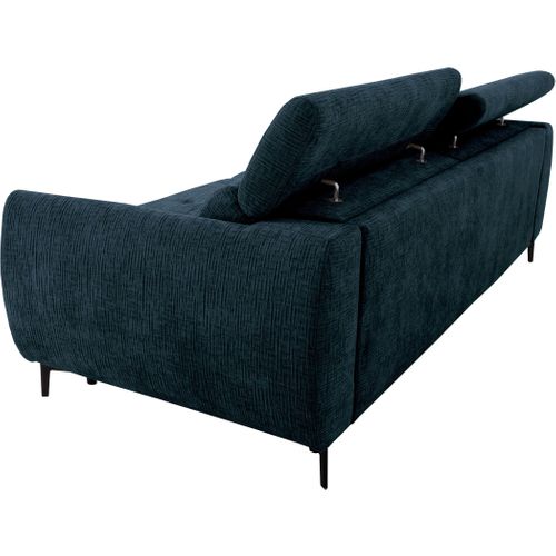Canapé Convertible Express - 2 / 3 Places - Safia - Tissu Gauffré - Saphir - Matelas 15 Cm - 206 X
