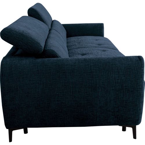 Canapé Convertible Express - 2 / 3 Places - Safia - Tissu Gauffré - Saphir - Matelas 15 Cm - 206 X