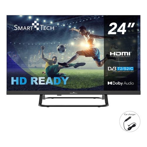 Téléviseur LED HD 24" (60 Cm) Chargeur De Véhicule 12v Fourni 24hn01vc, HDMI, USB, HD