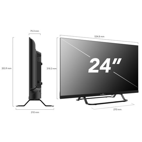 Téléviseur LED HD 24" (60 Cm) Chargeur De Véhicule 12v Fourni 24hn01vc, HDMI, USB, HD