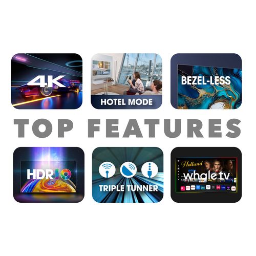 Téléviseur LED 43" (108 Cm) 4k UHD Smart TV Whale Os-43uh02v- Molotov, Netflix, Prime Video