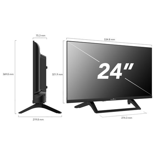 Téléviseur LED HD 24" (60 Cm) Smart TV Google 24hg01vc Chargeur De Véhicule 12v Fourni, HDMI, USB