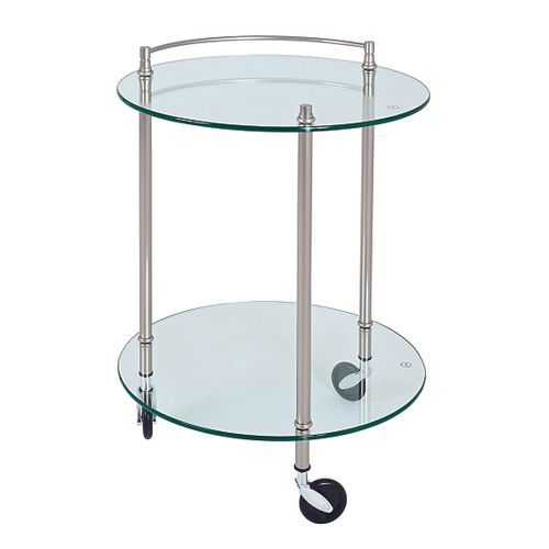 Table Pour Desserte En Tube D'acier Coloris Optique Inox, Dim : Hauteur 63 Cm