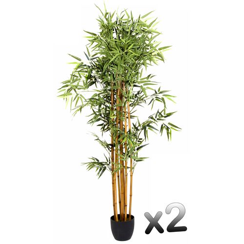 Lot De 2 Plantes Artificielles Bambou Pot, Hauteur 180 Cm