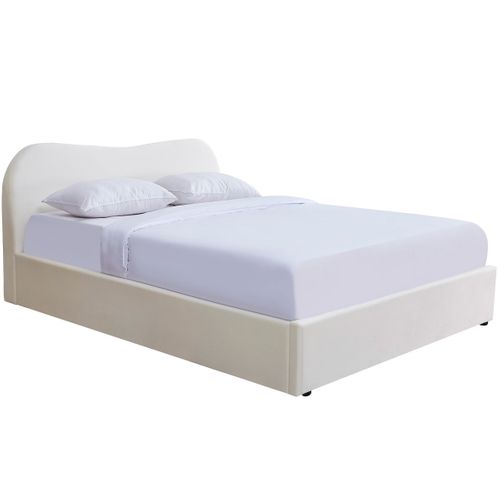 Lit Coffre Adulte 160x200 Cm Avec Tête De Lit Matelassée En Velours Beige - Suzon